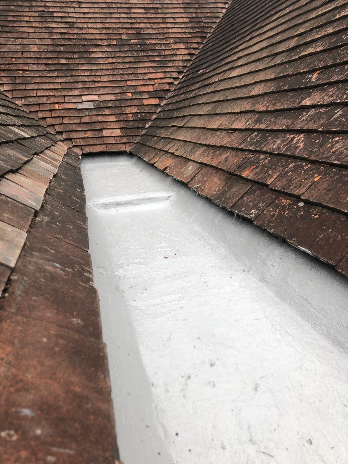 Lead gulley coated in grey chromapol